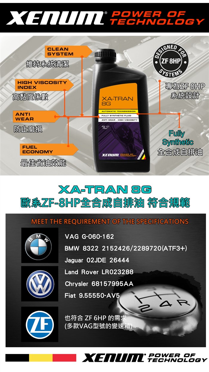 XA-8G歐系 ZF-8HP全合成自排油