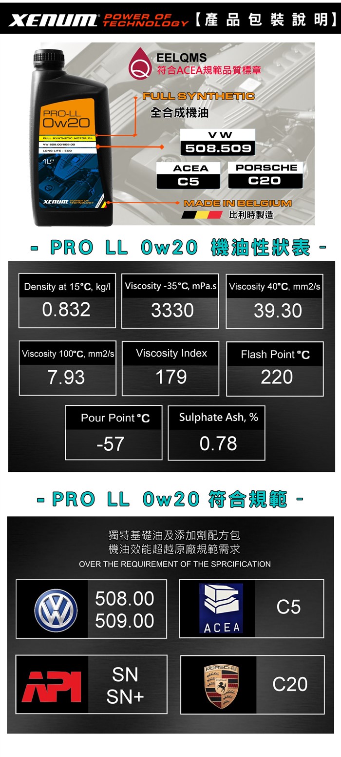 PRO LL 0W20 VW508-509 全合成油