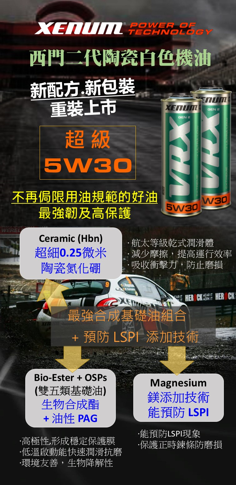  VRX二代5w30白色0.25μm陶瓷OSP酯