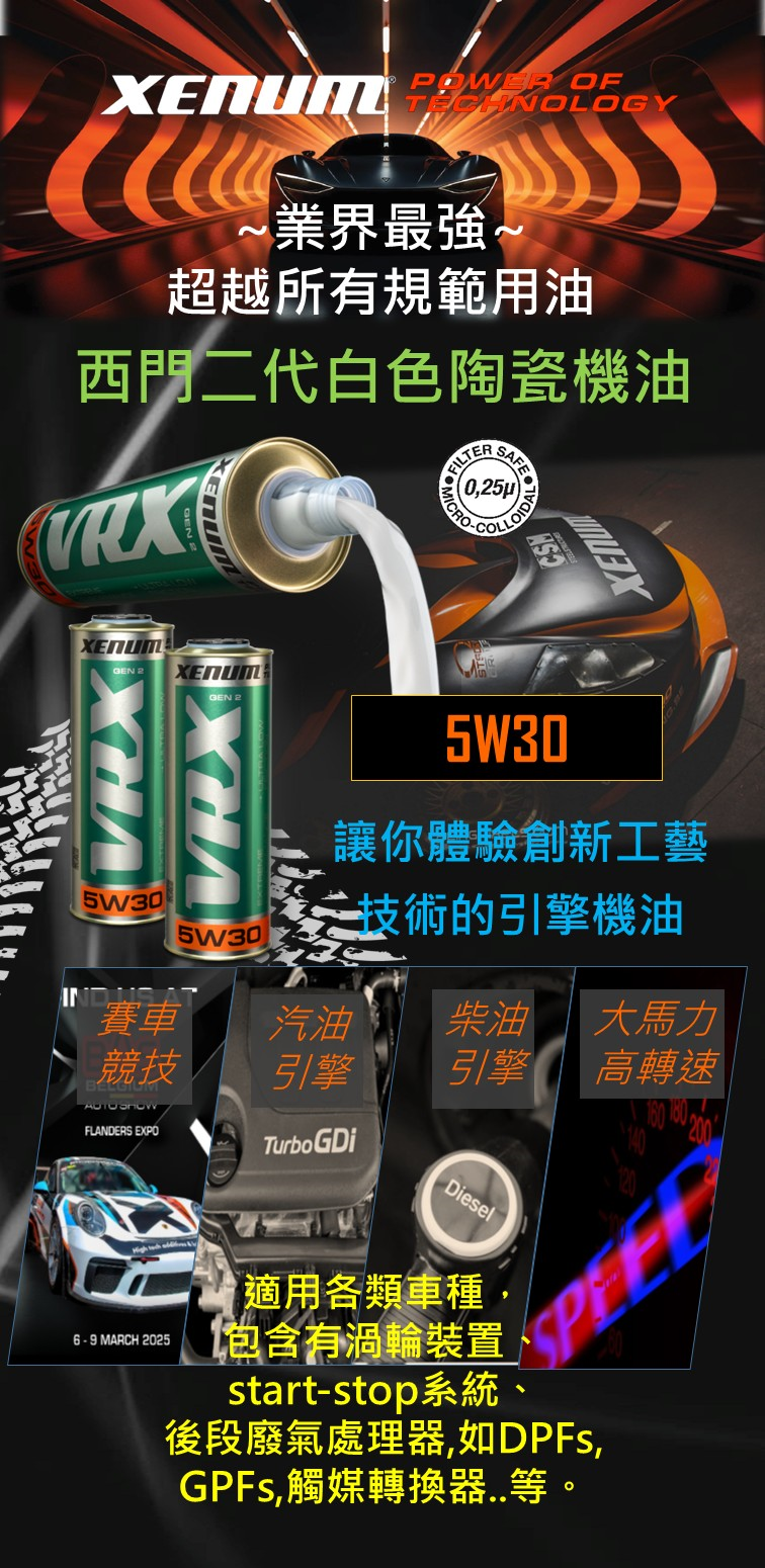  VRX二代5w30白色0.25μm陶瓷OSP酯